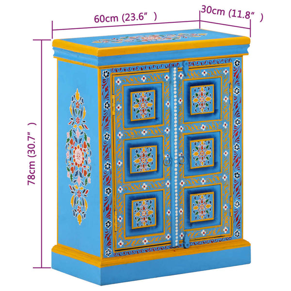 vidaXL Sideboard Solid Mango Wood Turquoise Hand-Painted