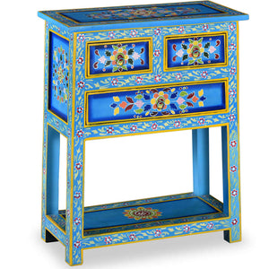 vidaXL Sideboard with Drawers Solid Mango Wood Turquoise Hand-Painted
