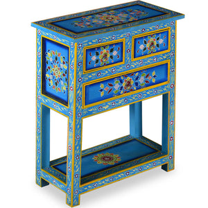 vidaXL Sideboard with Drawers Solid Mango Wood Turquoise Hand-Painted