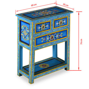 vidaXL Sideboard with Drawers Solid Mango Wood Turquoise Hand-Painted