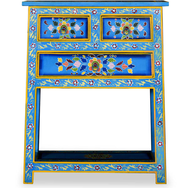 vidaXL Sideboard with Drawers Solid Mango Wood Turquoise Hand-Painted