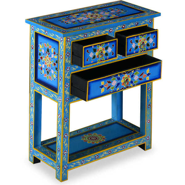 vidaXL Sideboard with Drawers Solid Mango Wood Turquoise Hand-Painted