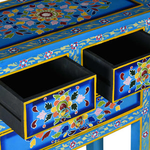 vidaXL Sideboard with Drawers Solid Mango Wood Turquoise Hand-Painted