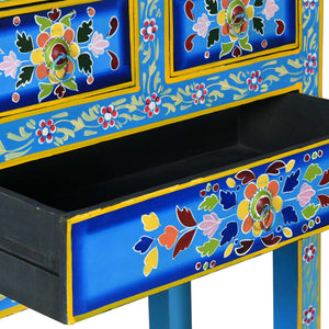 vidaXL Sideboard with Drawers Solid Mango Wood Turquoise Hand-Painted
