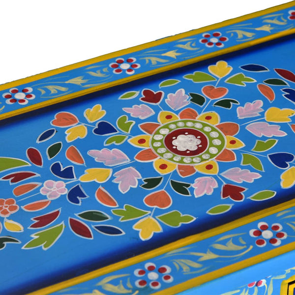 vidaXL Sideboard with Drawers Solid Mango Wood Turquoise Hand-Painted