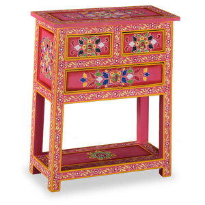 vidaXL Sideboard with Drawers Solid Mango Wood Pink Hand-Painted