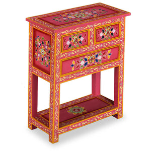 vidaXL Sideboard with Drawers Solid Mango Wood Pink Hand-Painted