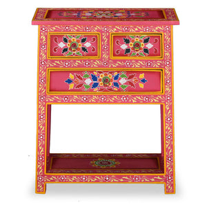 vidaXL Sideboard with Drawers Solid Mango Wood Pink Hand-Painted