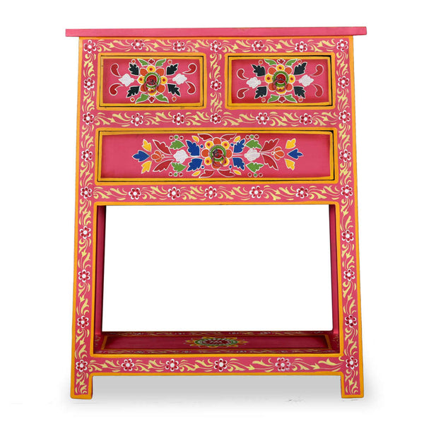vidaXL Sideboard with Drawers Solid Mango Wood Pink Hand-Painted