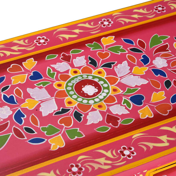 vidaXL Sideboard with Drawers Solid Mango Wood Pink Hand-Painted