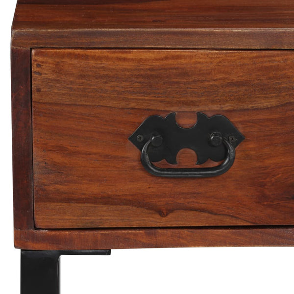 vidaXL Desk Solid Acacia Wood and Real Leather 117x50x76 cm
