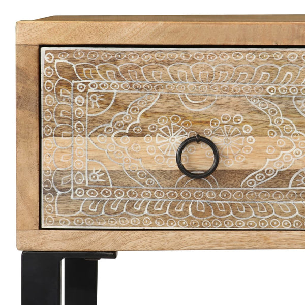 vidaXL Desk Solid Mango Wood and Real Leather 117x50x76 cm