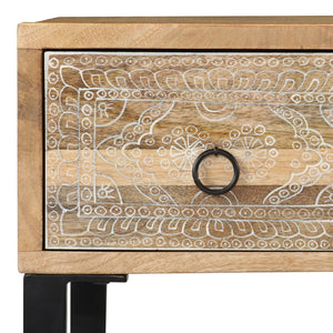 vidaXL Desk Solid Mango Wood and Real Leather 117x50x76 cm