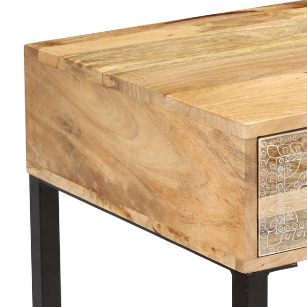 vidaXL Desk Solid Mango Wood and Real Leather 117x50x76 cm