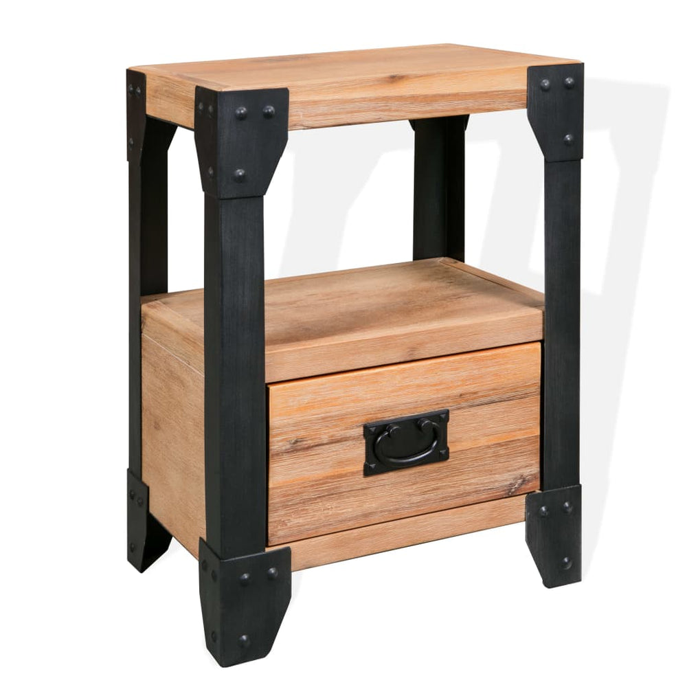 vidaXL Bedside Cabinet Solid Acacia Wood Steel 40 x 30 x 54 cm