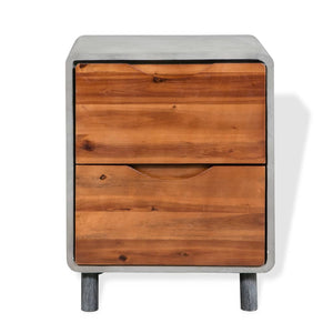 vidaXL Bedside Cabinet Concrete Solid Acacia Wood 40x30x50 cm