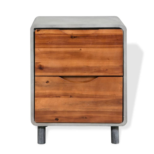 vidaXL Bedside Cabinet Concrete Solid Acacia Wood 40x30x50 cm