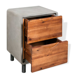 vidaXL Bedside Cabinet Concrete Solid Acacia Wood 40x30x50 cm