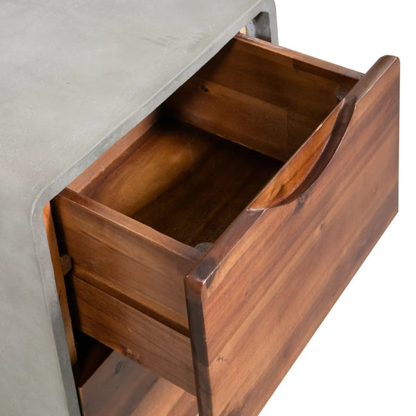 vidaXL Bedside Cabinet Concrete Solid Acacia Wood 40x30x50 cm