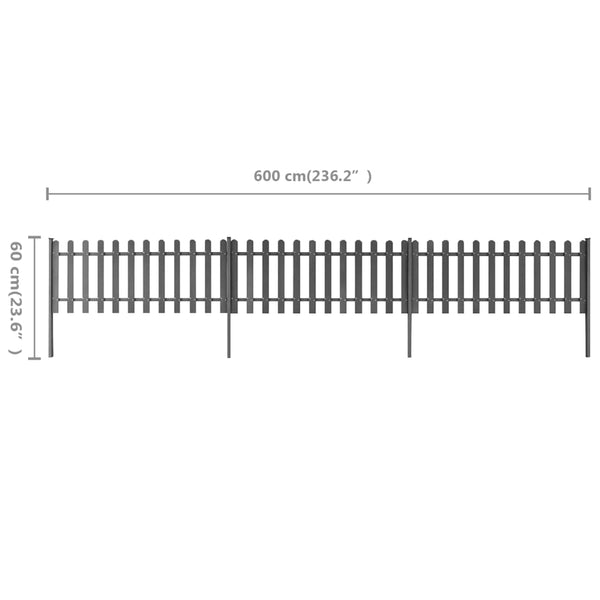 vidaXL Slat Fence with Posts 3 pcs WPC 600x60 cm