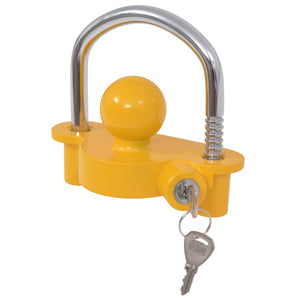 vidaXL Trailer Lock 2 Keys Steel and Aluminum Alloy Yellow