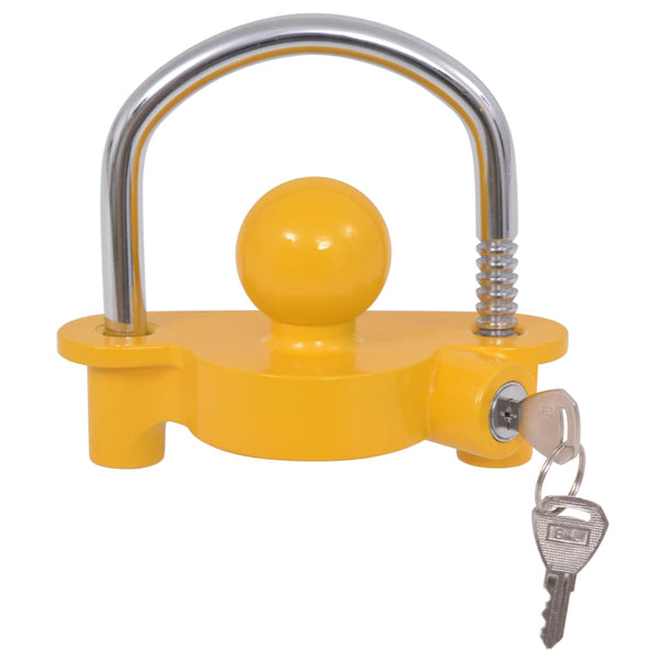 vidaXL Trailer Lock 2 Keys Steel and Aluminum Alloy Yellow