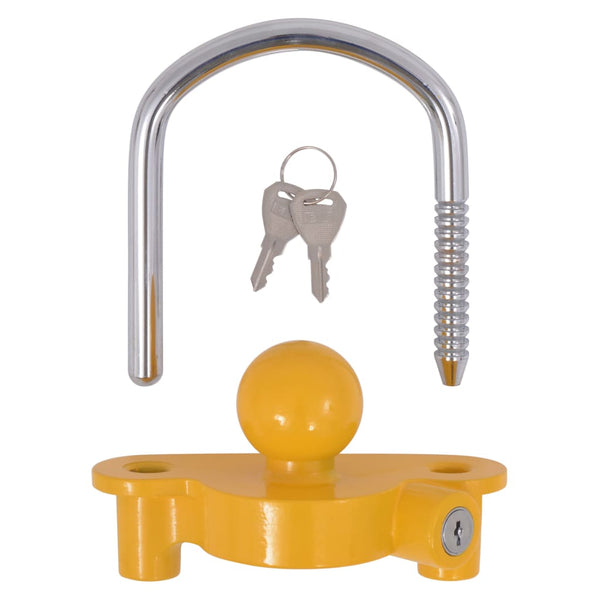 vidaXL Trailer Lock 2 Keys Steel and Aluminum Alloy Yellow