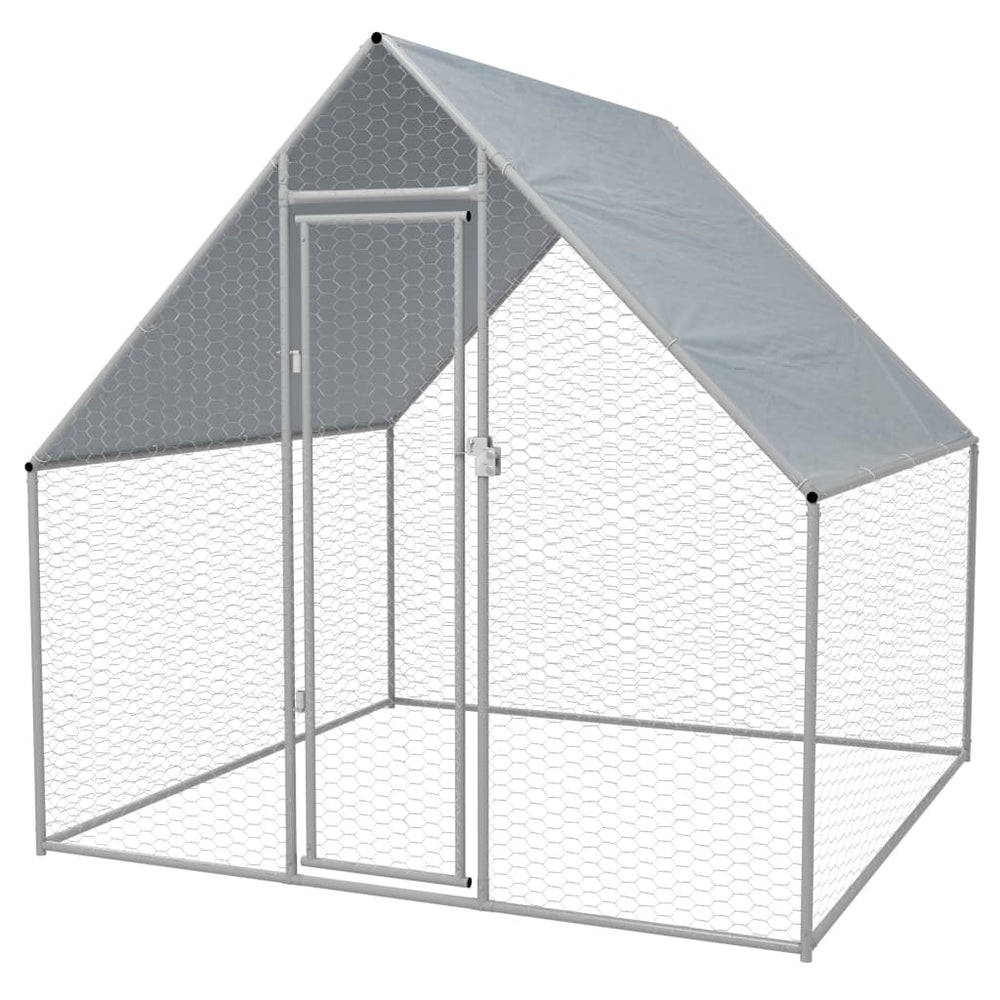 vidaXL Outdoor Chicken Coop 2x2x1.92 m Galvanized Steel