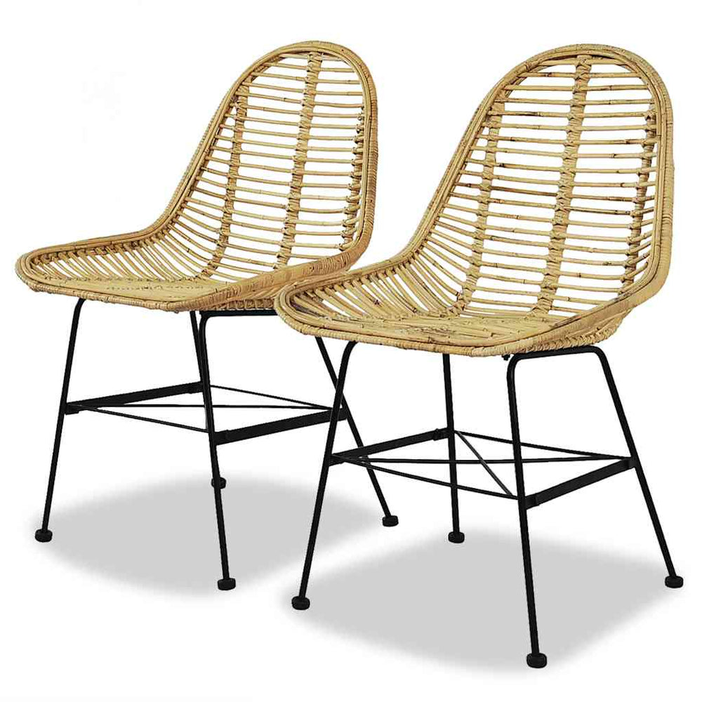 vidaXL Dining Chairs 2 pcs. Natural Rattan