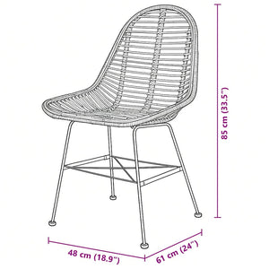 vidaXL Dining Chairs 2 pcs. Natural Rattan