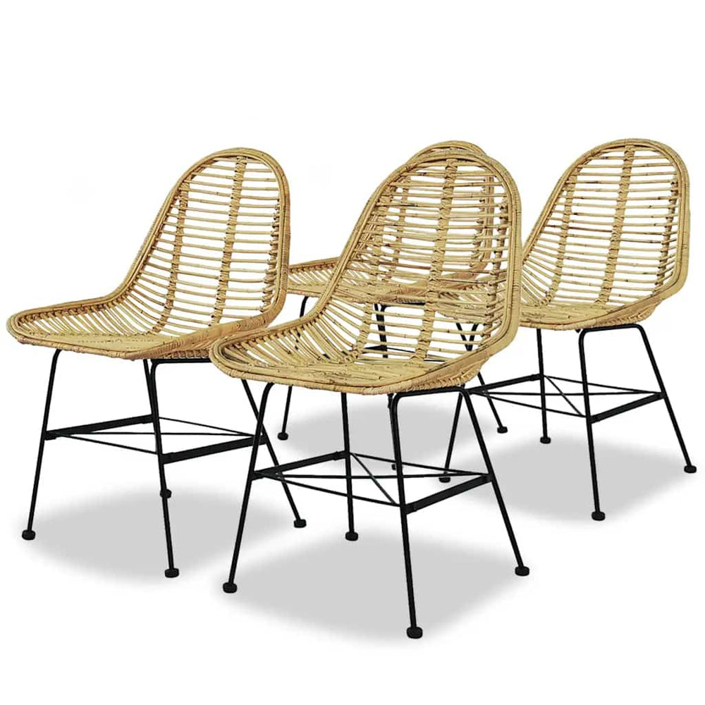 vidaXL Dining Chairs 4 pcs. Natural Rattan