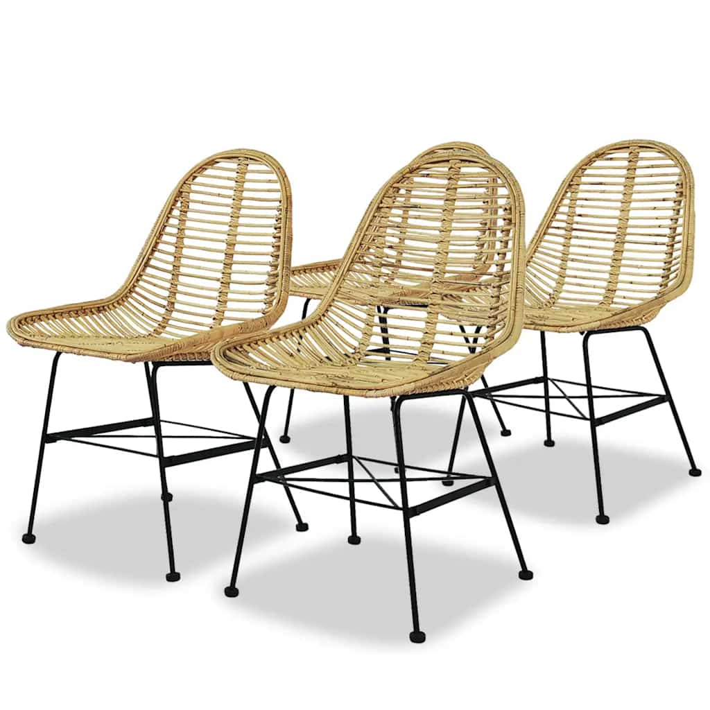 vidaXL Dining Chairs 4 pcs. Natural Rattan