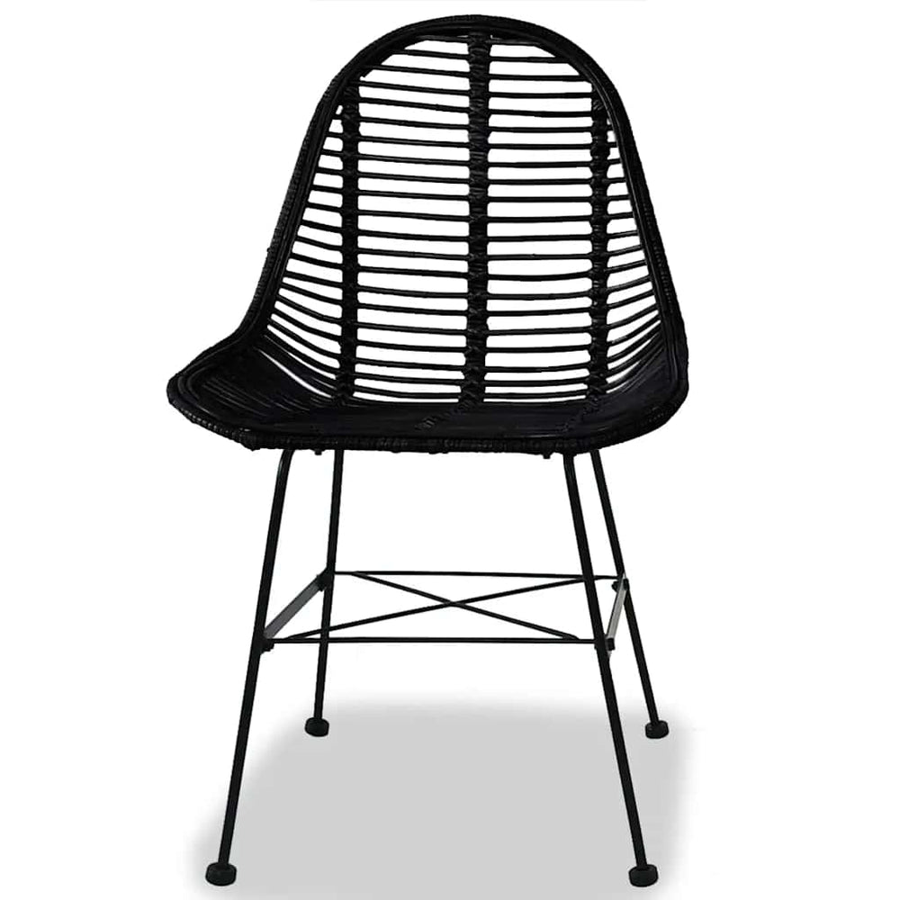 vidaXL Dining Chairs 2 pcs Natural Rattan Black