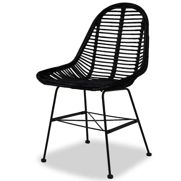 vidaXL Dining Chairs 2 pcs Natural Rattan Black