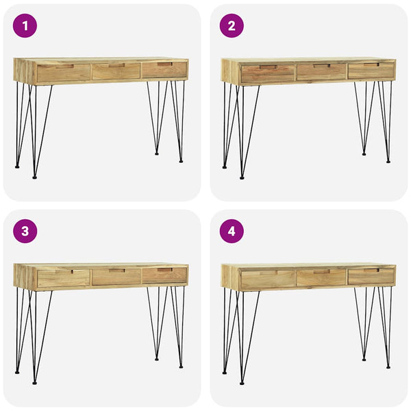 vidaXL Console Table 120 x 35 x 76 cm Solid Teak