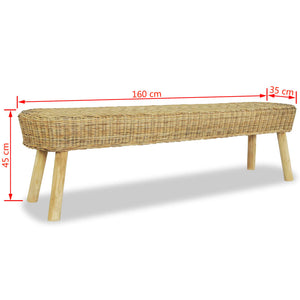 vidaXL Hallway Bench 160 x 35 x 45 cm Rattan Natural