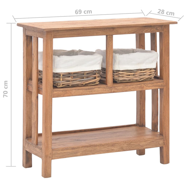vidaXL Console Table Solid Mahogany Wood 69x28x70 cm