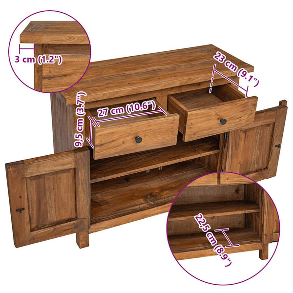 vidaXL Sideboard Solid Mahogany Wood 75x30x65 cm