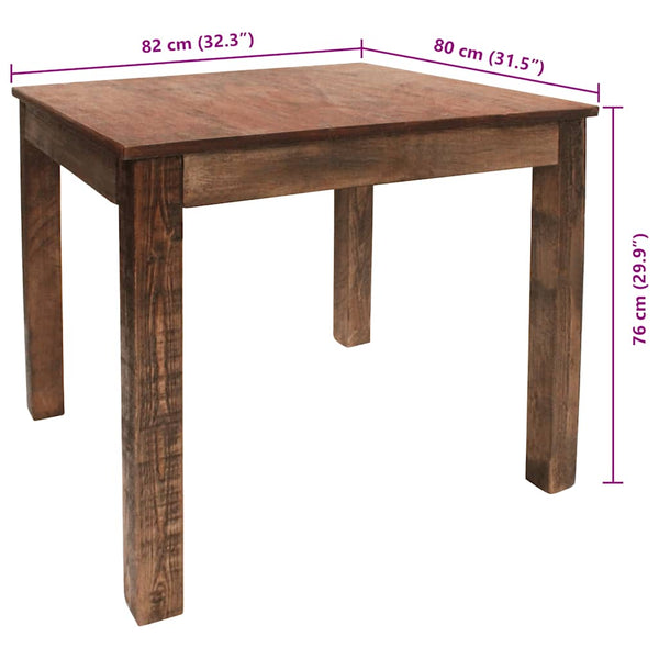 vidaXL Dining Table Reclaimed Wood 82x80x76 cm