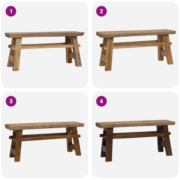 vidaXL Bench Mixed Reclaimed Wood and Solid Teak Wood 100x28x43 cm