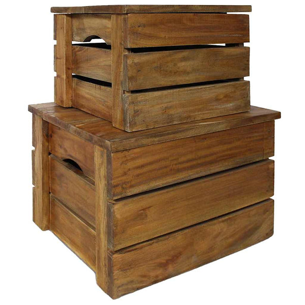 vidaXL Storage Box Set 2 pcs Solid Mahogany Wood