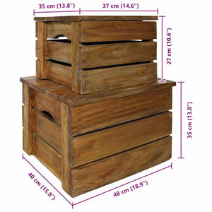 vidaXL Storage Box Set 2 pcs Solid Mahogany Wood