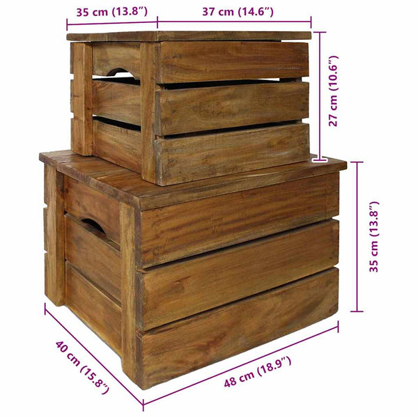 vidaXL Storage Box Set 2 pcs Solid Mahogany Wood