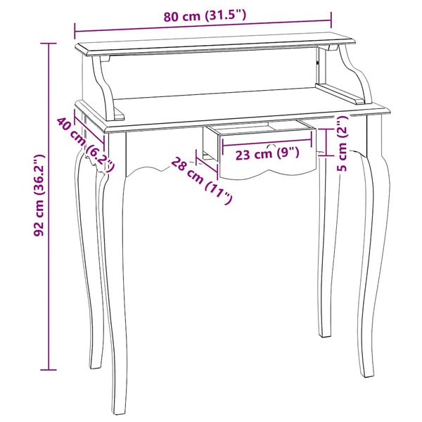 vidaXL Desk Solid Mahogany Wood 80x40x92 cm