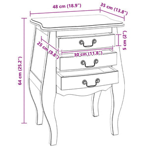 vidaXL Bedside Table Solid Mahogany Wood 48x35x64 cm