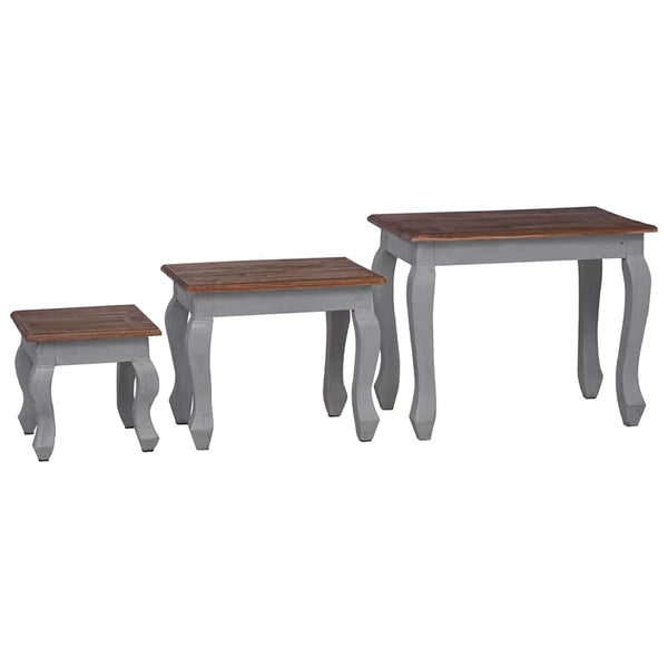 vidaXL 3-piece Nesting Table Set Solid Mahogany Wood