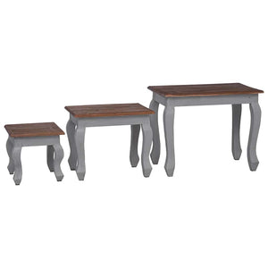 vidaXL 3-piece Nesting Table Set Solid Mahogany Wood