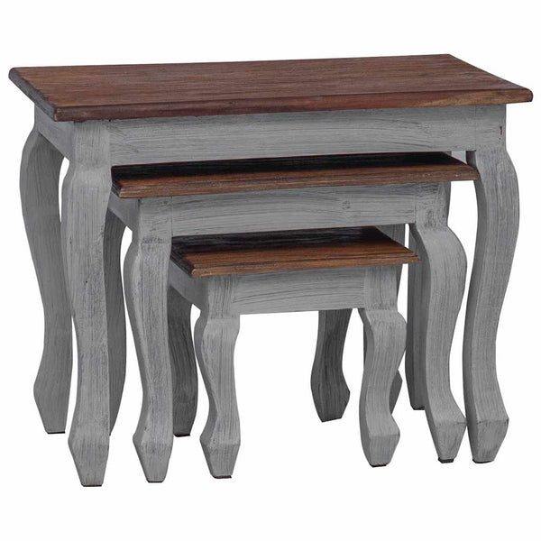 vidaXL 3-piece Nesting Table Set Solid Mahogany Wood