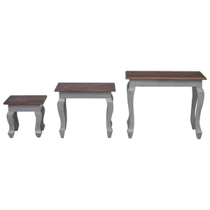 vidaXL 3-piece Nesting Table Set Solid Mahogany Wood