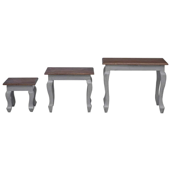 vidaXL 3-piece Nesting Table Set Solid Mahogany Wood